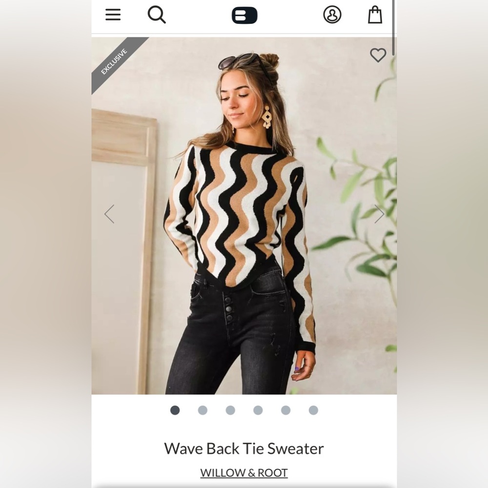 Wave Back Tie Sweater